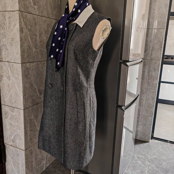 Self-portrait Gray checkered scarf, gray dress - Picture 3 of 11